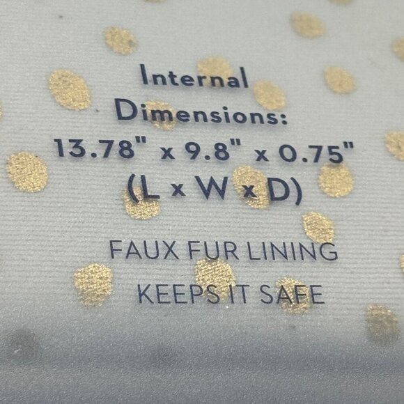 Dabney Lee fabric sleeve for laptops or Ultrabooks 14” white gold polka dots vel - Picture 6 of 12